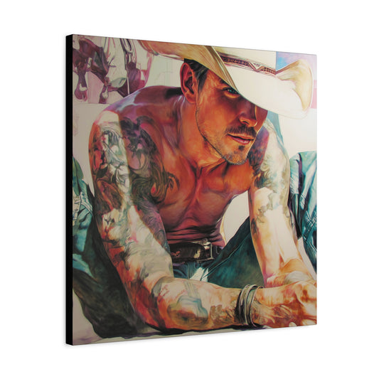 Gallery Wrapped Canvas, Wranglers and Wreckage Art Canvas, Erotic Pinup Art Canvas – Cade