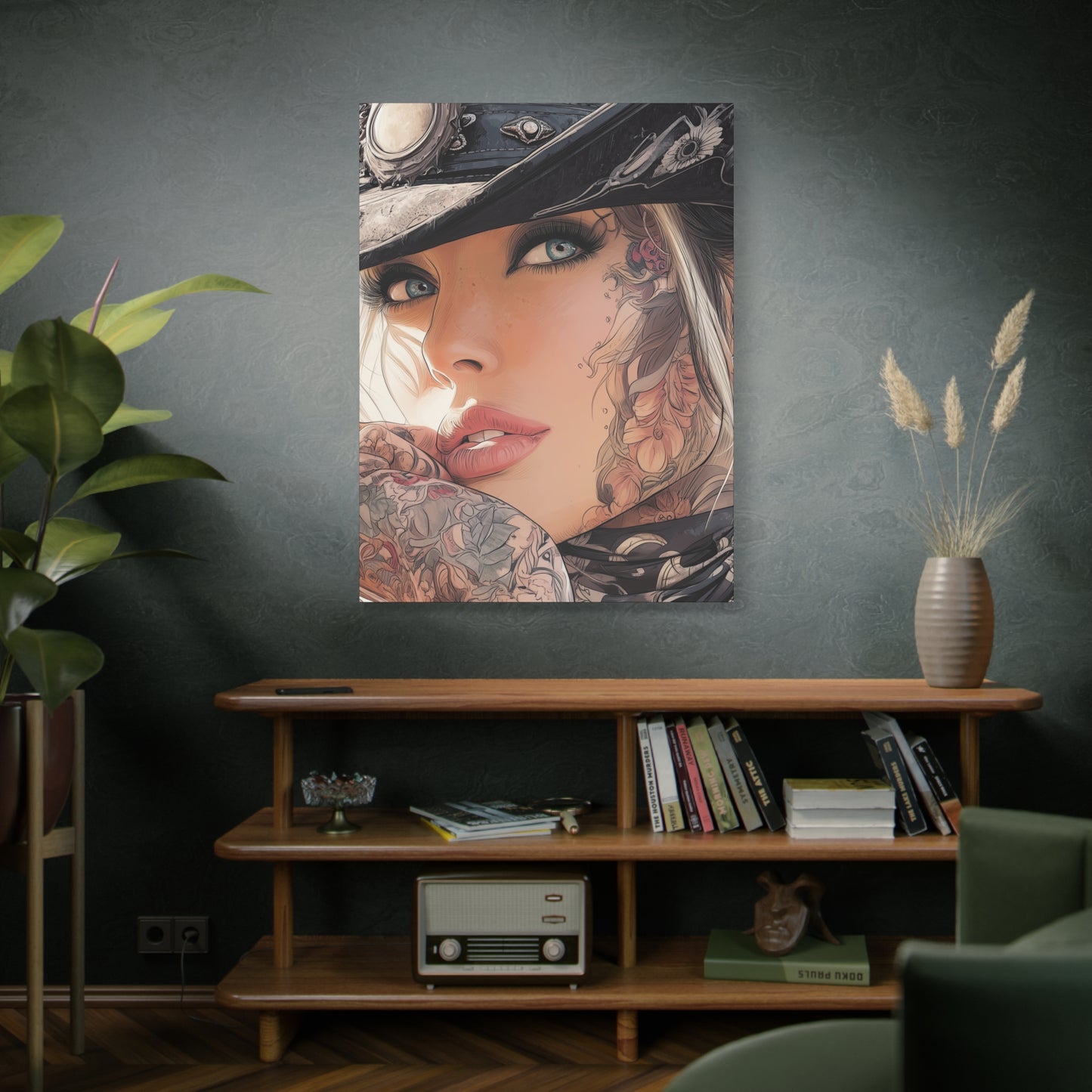 Gallery Wrapped Canvas, Wranglers and Wreckage Art Canvas, Erotic Pinup Art Canvas – Raine