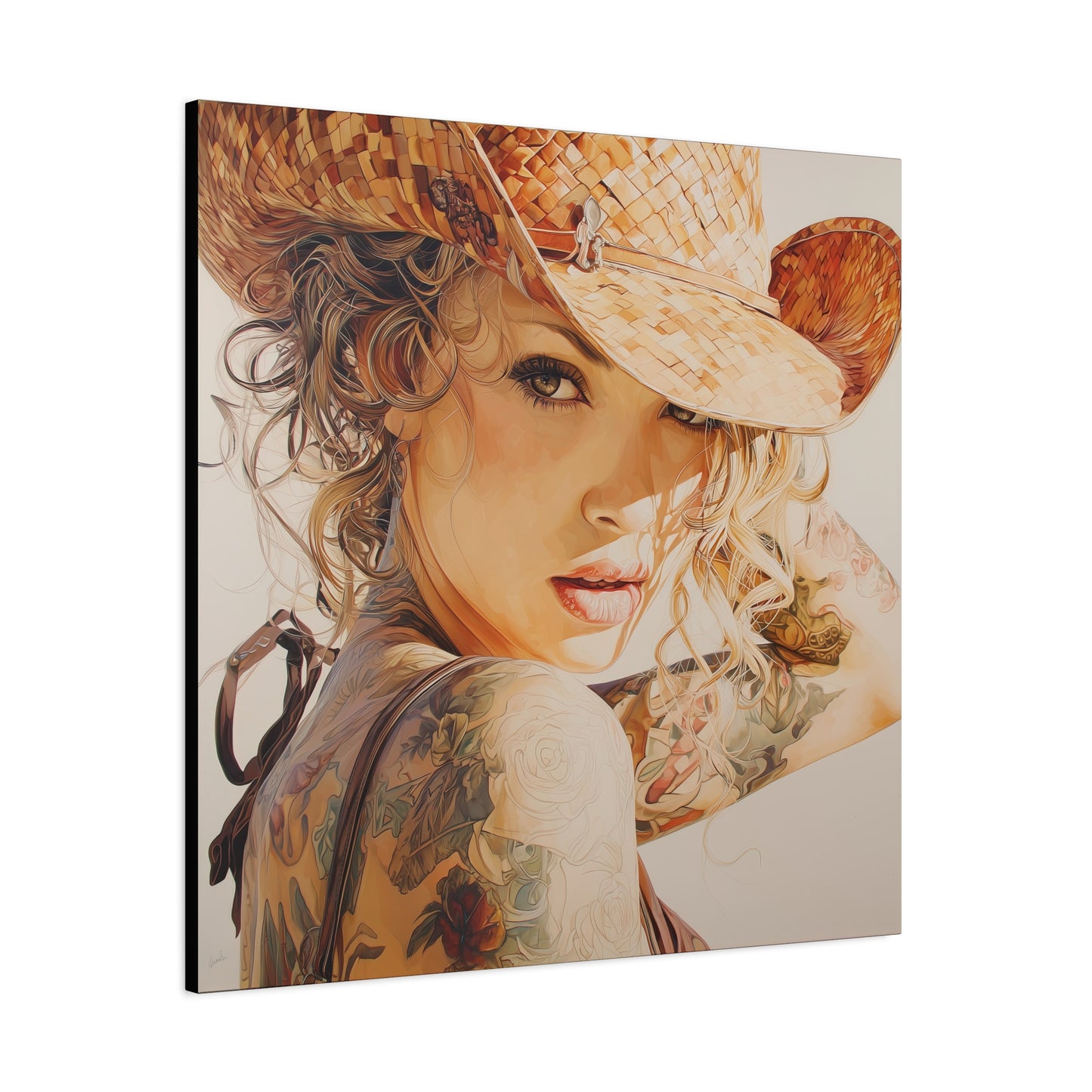 Gallery Wrapped Canvas, Wranglers and Wreckage Art Canvas, Erotic Pinup Art Canvas – Sadie