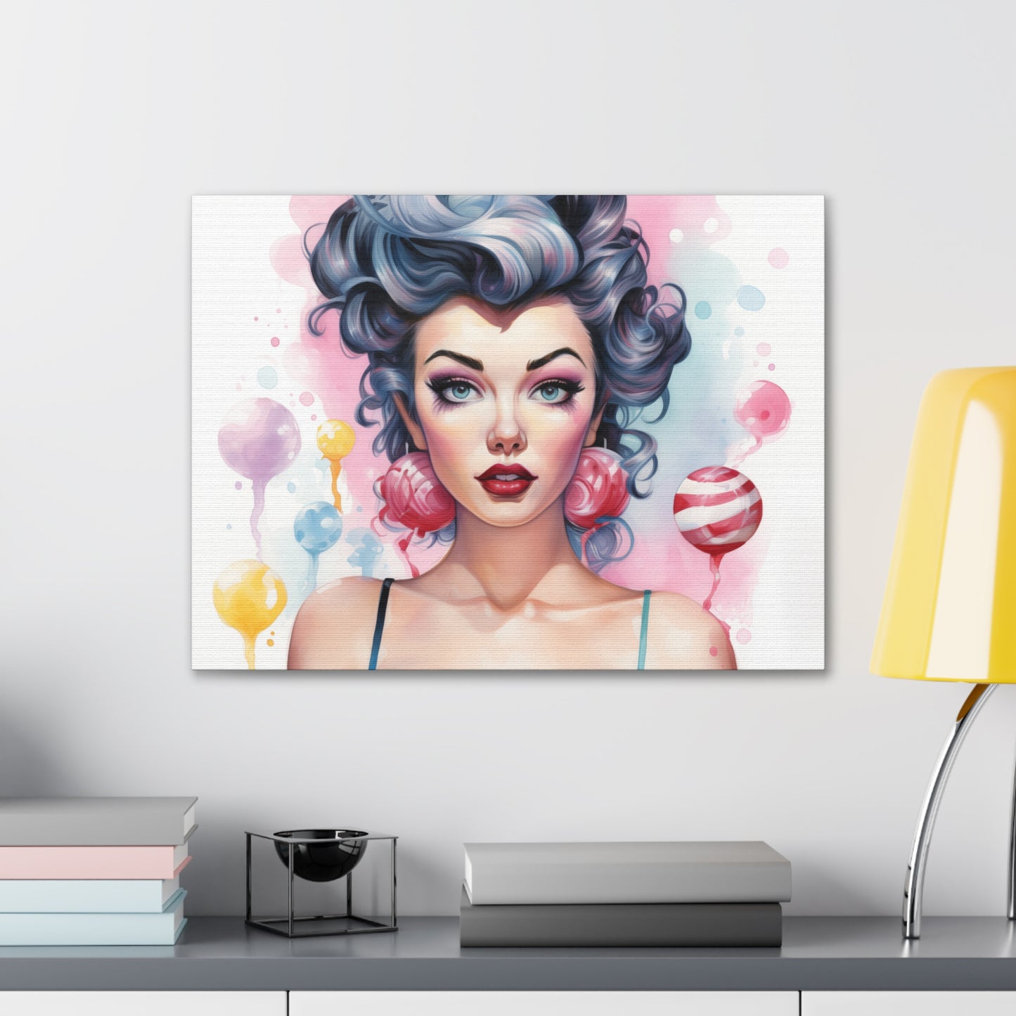 Canvas Gallery Wrapped High-Fashion Wall Art, Stylish Decor, Retro Femme Doll Pop Art – Poppy