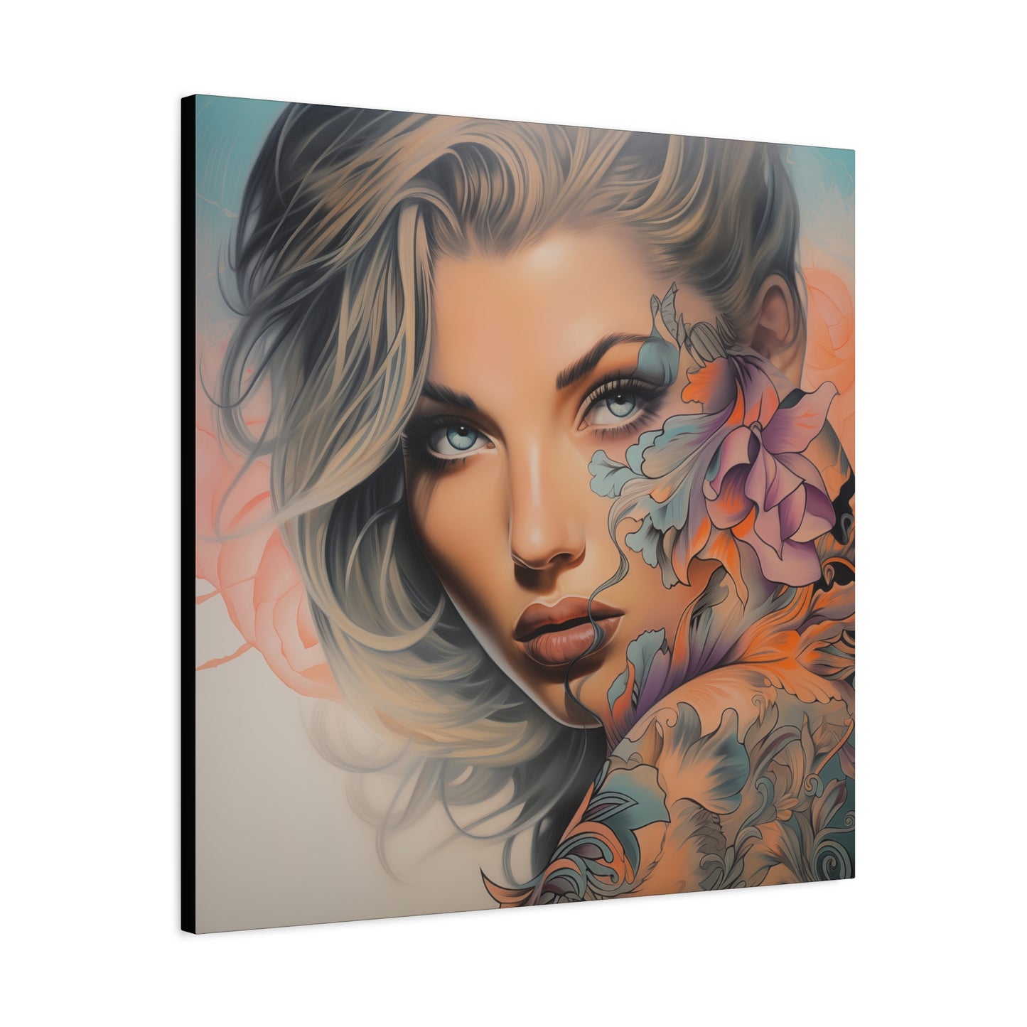 Gallery Wrapped Canvas, Edgy Tattooed Beauty, Urban Pop Art Canvas – Bella