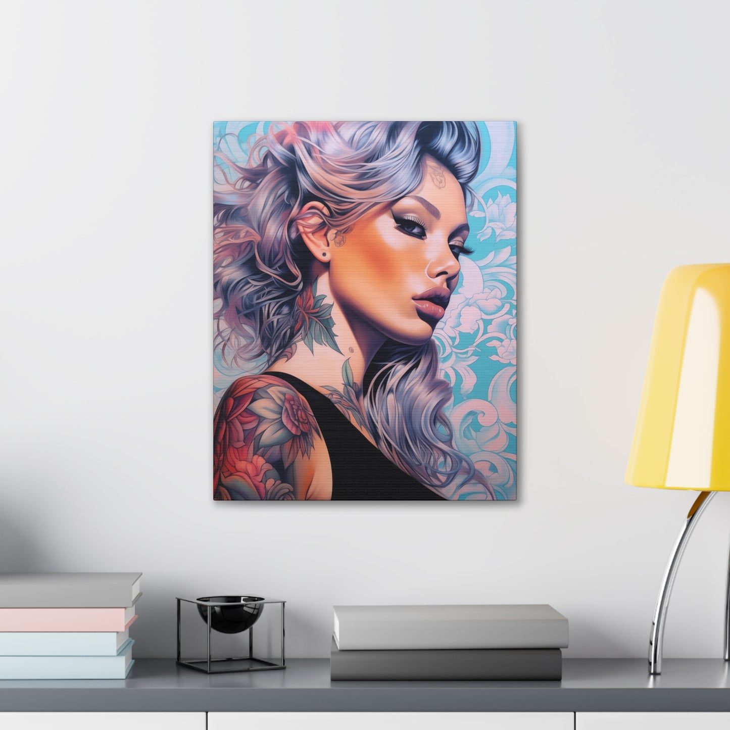 Gallery Wrapped Canvas, Edgy Tattooed Beauty, Urban Pop Art Canvas – Arabella