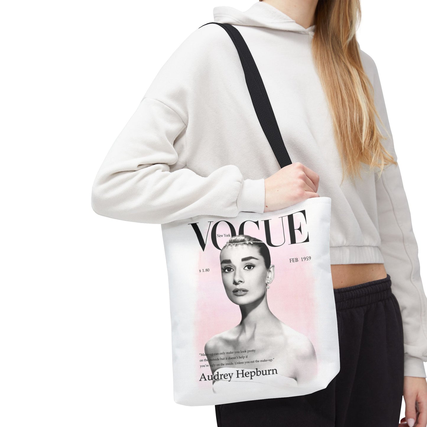 Audrey Hepburn Vogue Tote Bag - Fashion Canvas Tote Bag - Custom Designer Inspired Tote