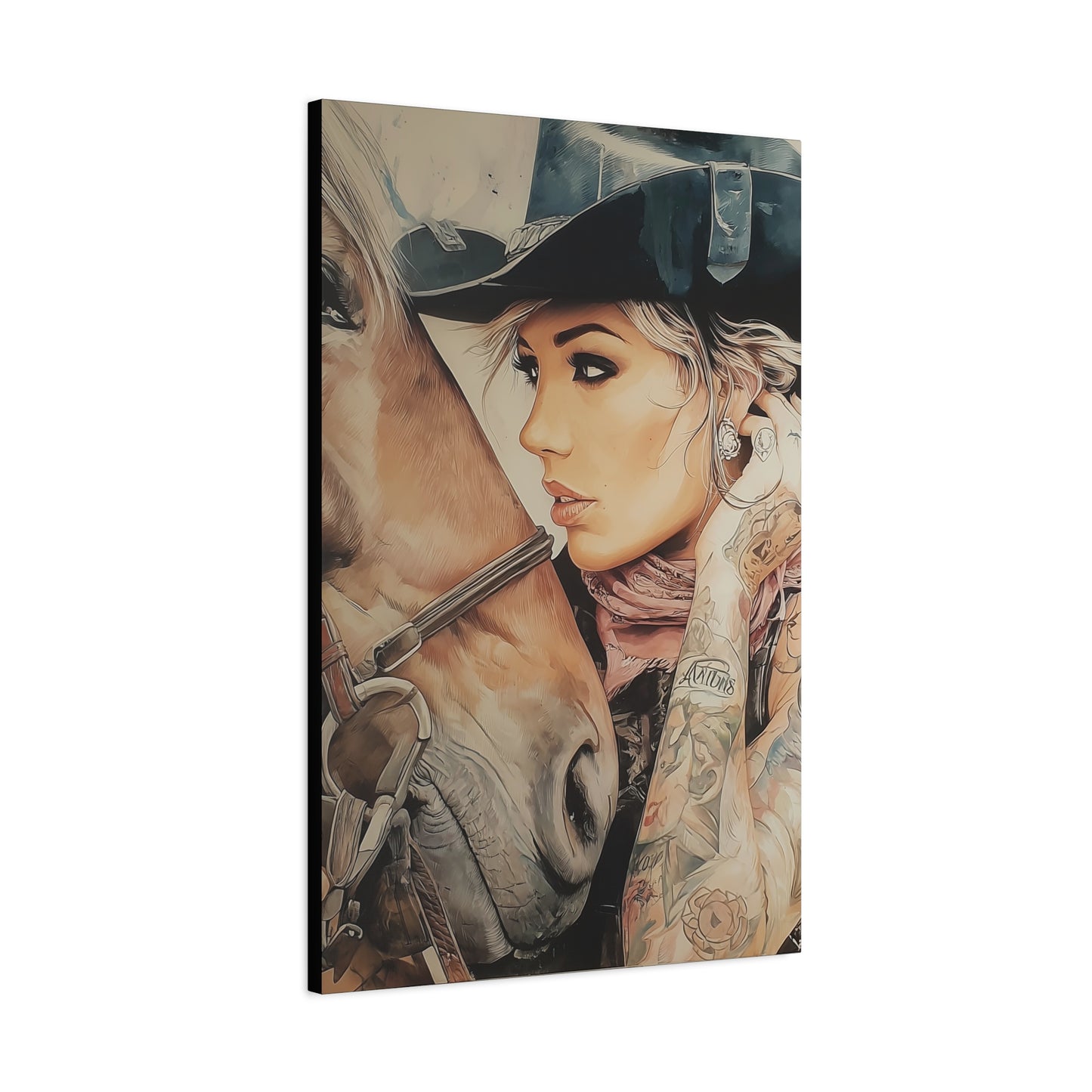 Gallery Wrapped Canvas, Wranglers and Wreckage Art Canvas, Erotic Pinup Art Canvas – Frankie