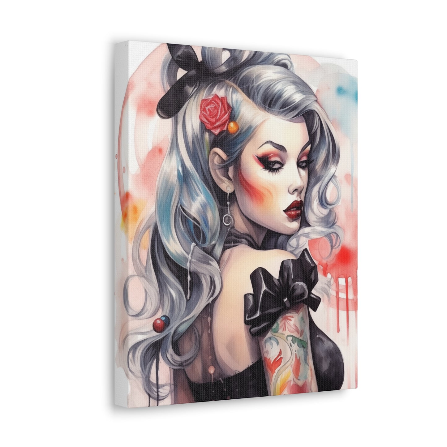 Gallery Wrapped Canvas, Edgy Tattooed Beauty, Urban Pop Art Canvas – Sabella