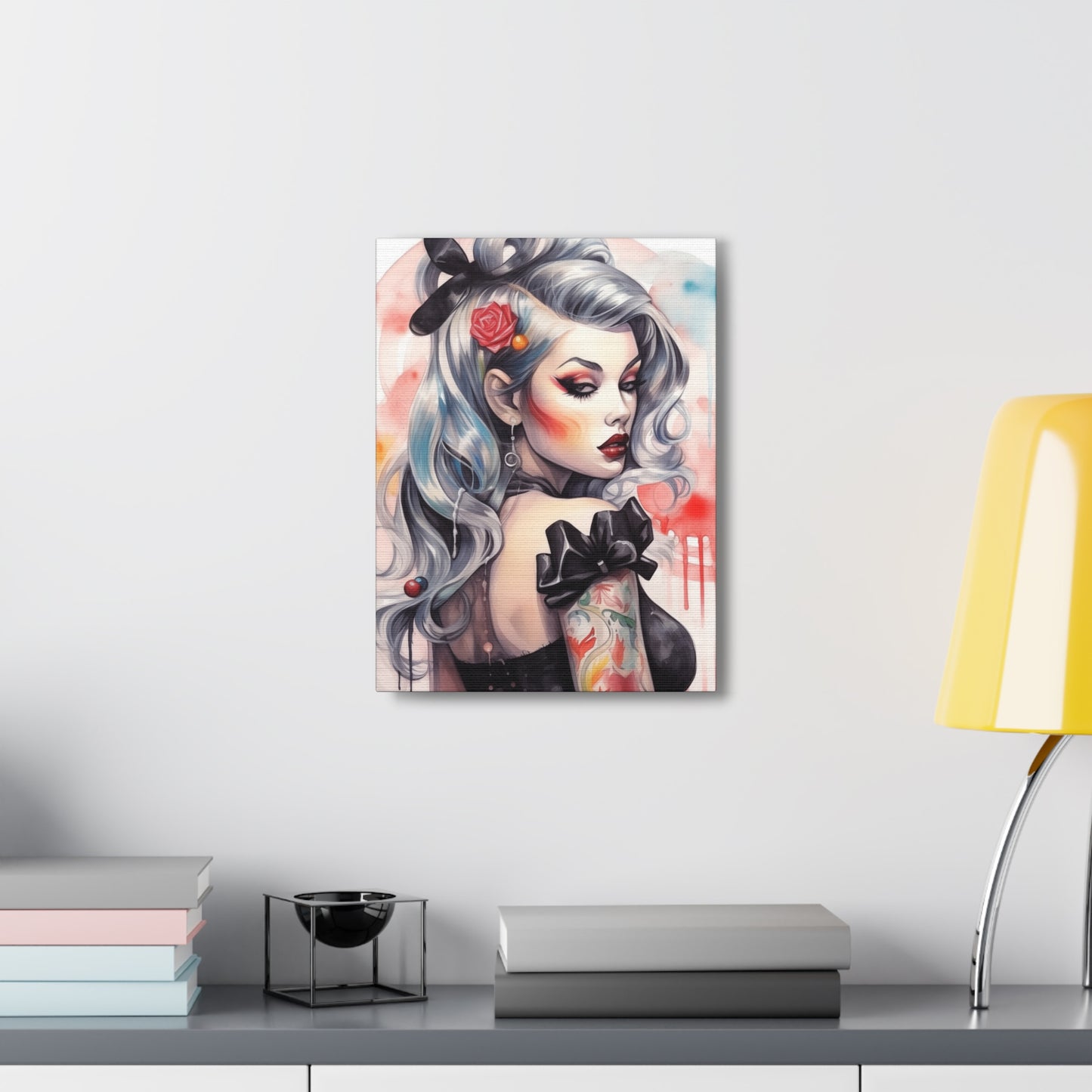 Gallery Wrapped Canvas, Edgy Tattooed Beauty, Urban Pop Art Canvas – Sabella