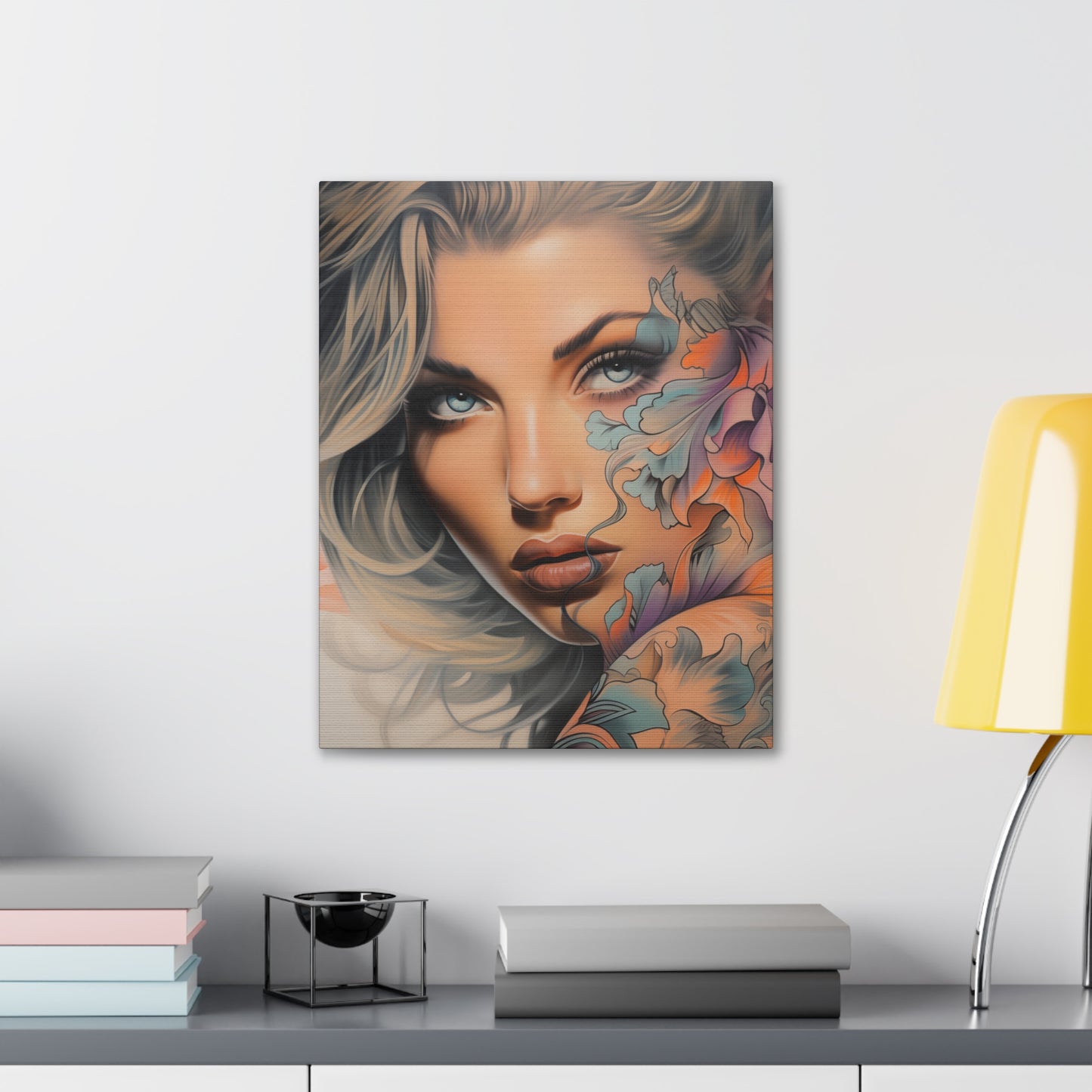 Gallery Wrapped Canvas, Edgy Tattooed Beauty, Urban Pop Art Canvas – Bella