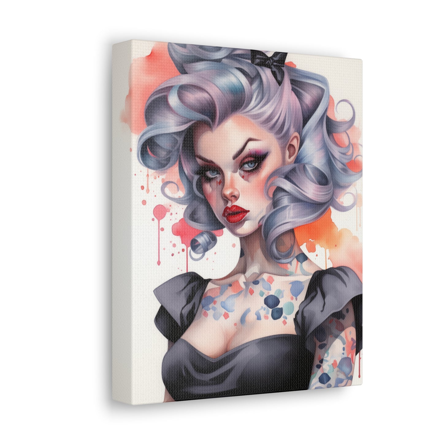 Gallery Wrapped Canvas, Edgy Tattooed Beauty, Urban Pop Art Canvas – Noelle