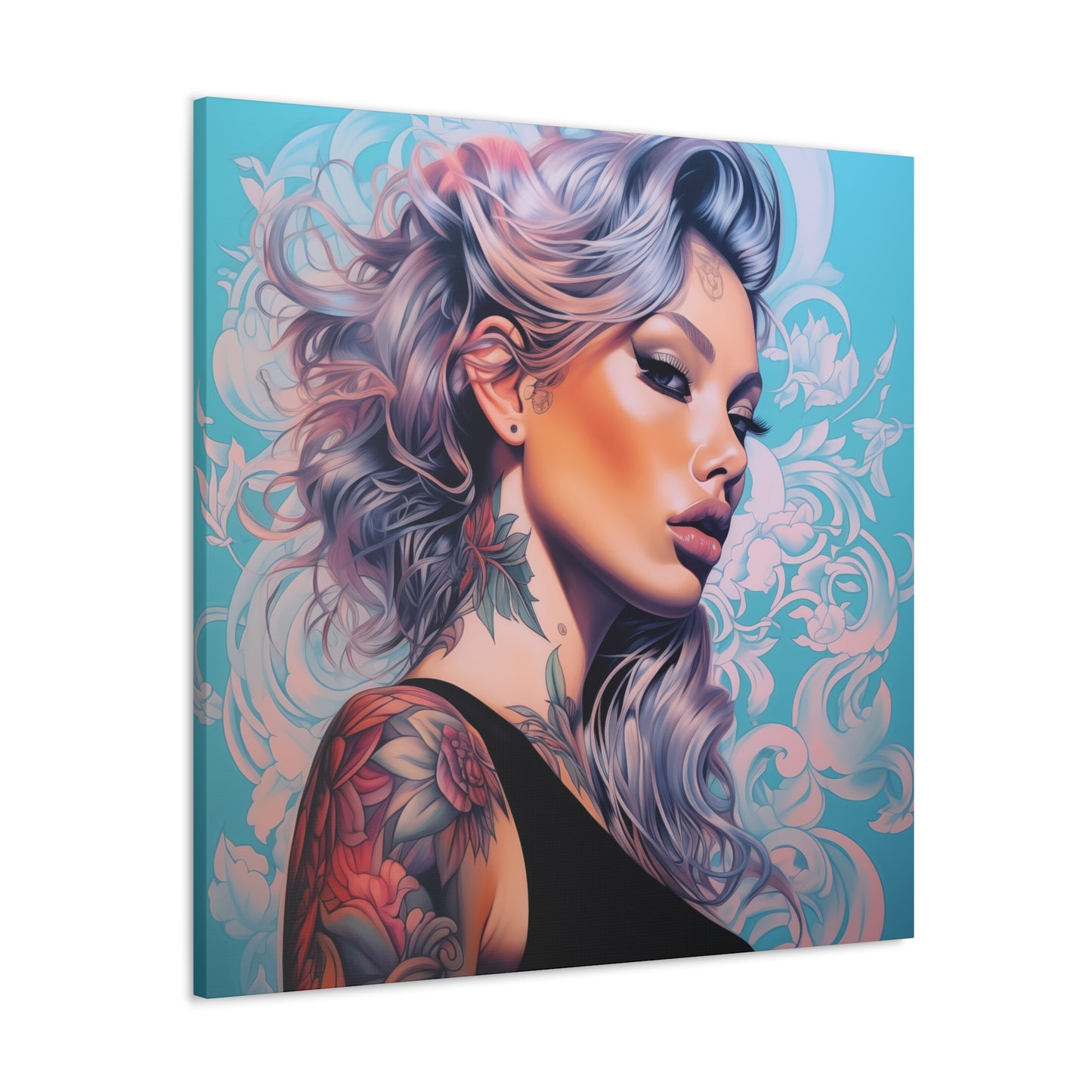 Gallery Wrapped Canvas, Edgy Tattooed Beauty, Urban Pop Art Canvas – Arabella