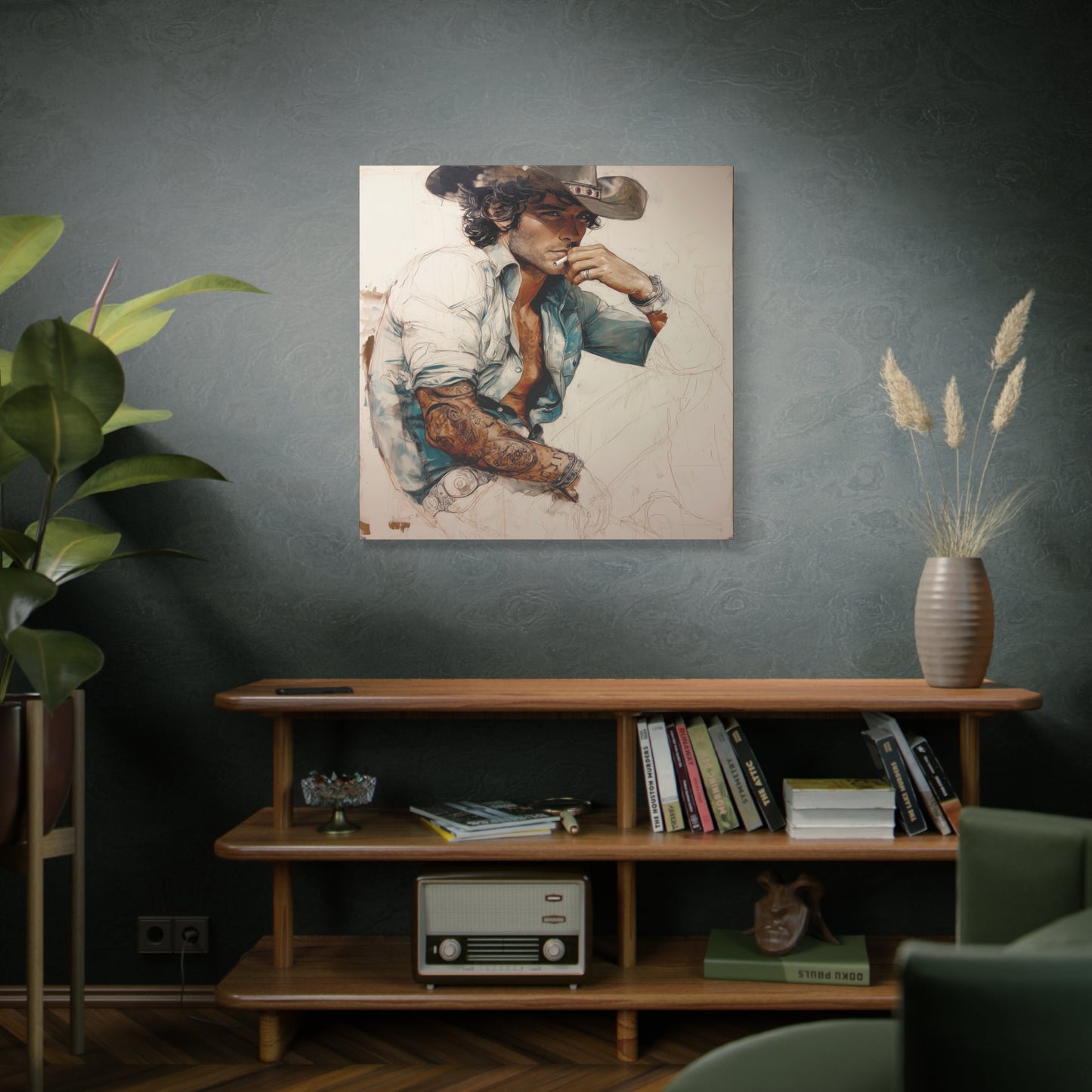 Gallery Wrapped Canvas, Wranglers and Wreckage Art Canvas, Erotic Pinup Art Canvas – Chase