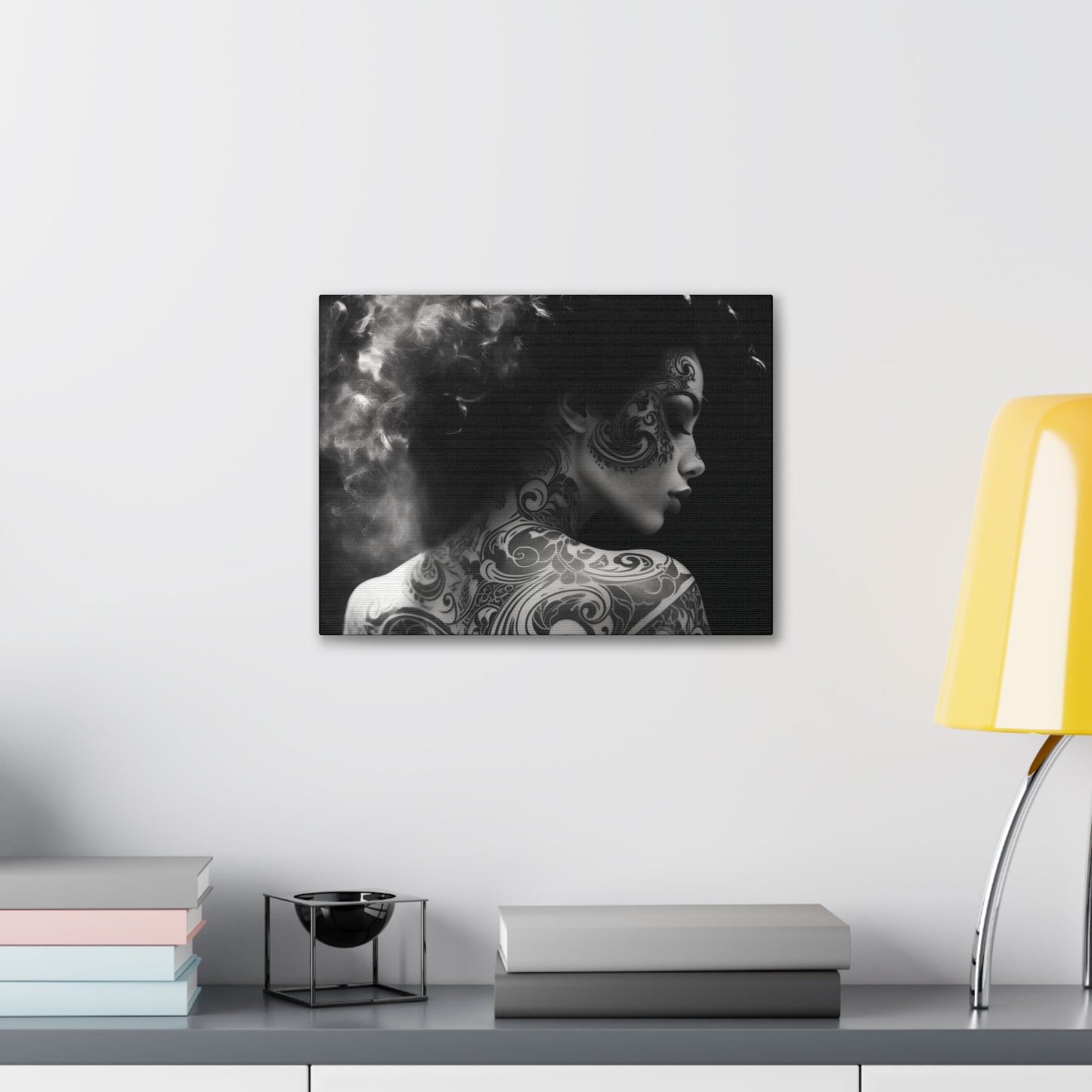 Canvas Gallery Wrap - Black and White Photography - Tattooed and Smoking Again