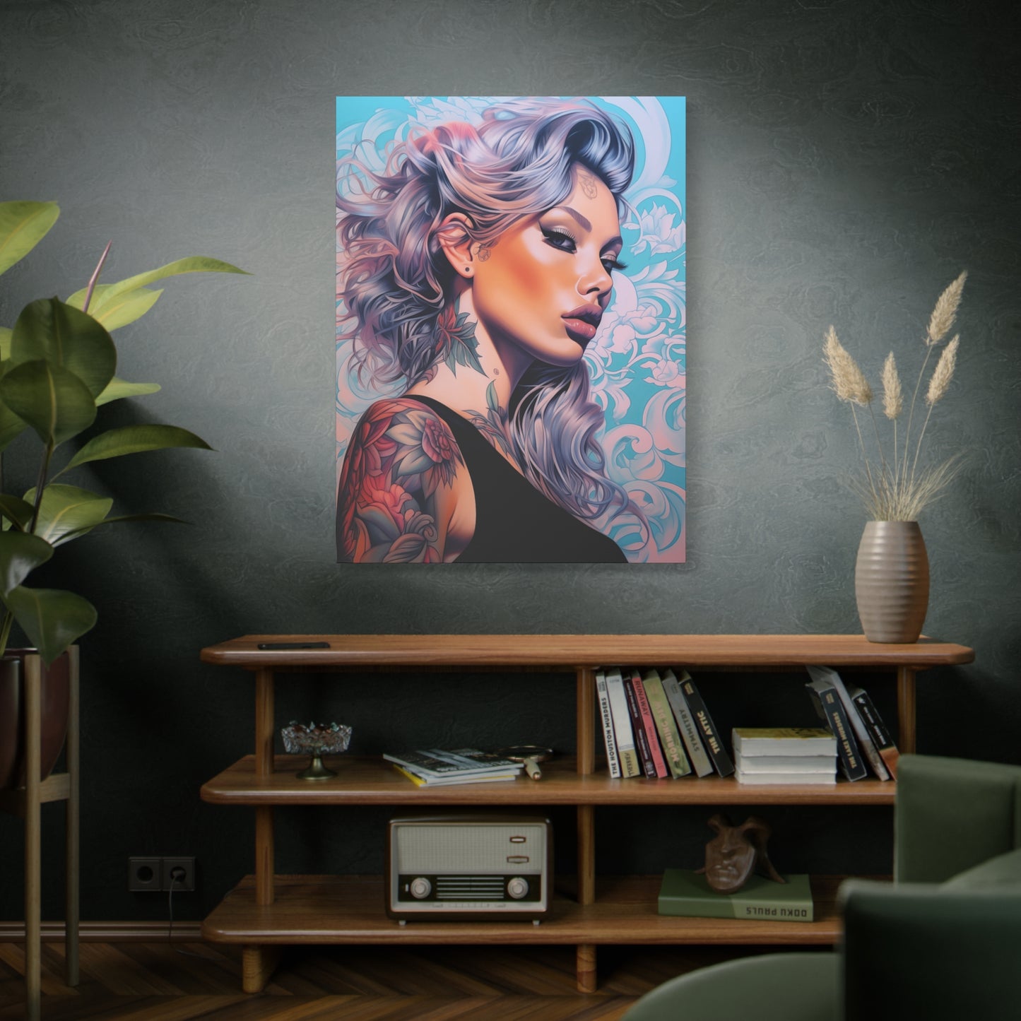 Gallery Wrapped Canvas, Edgy Tattooed Beauty, Urban Pop Art Canvas – Arabella