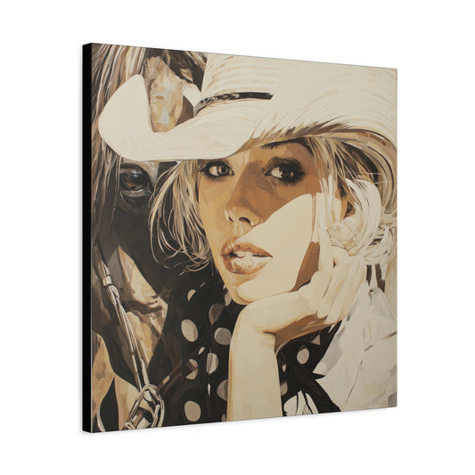 Gallery Wrapped Canvas, Wranglers and Wreckage Art Canvas, Erotic Pinup Art Canvas – Hattie