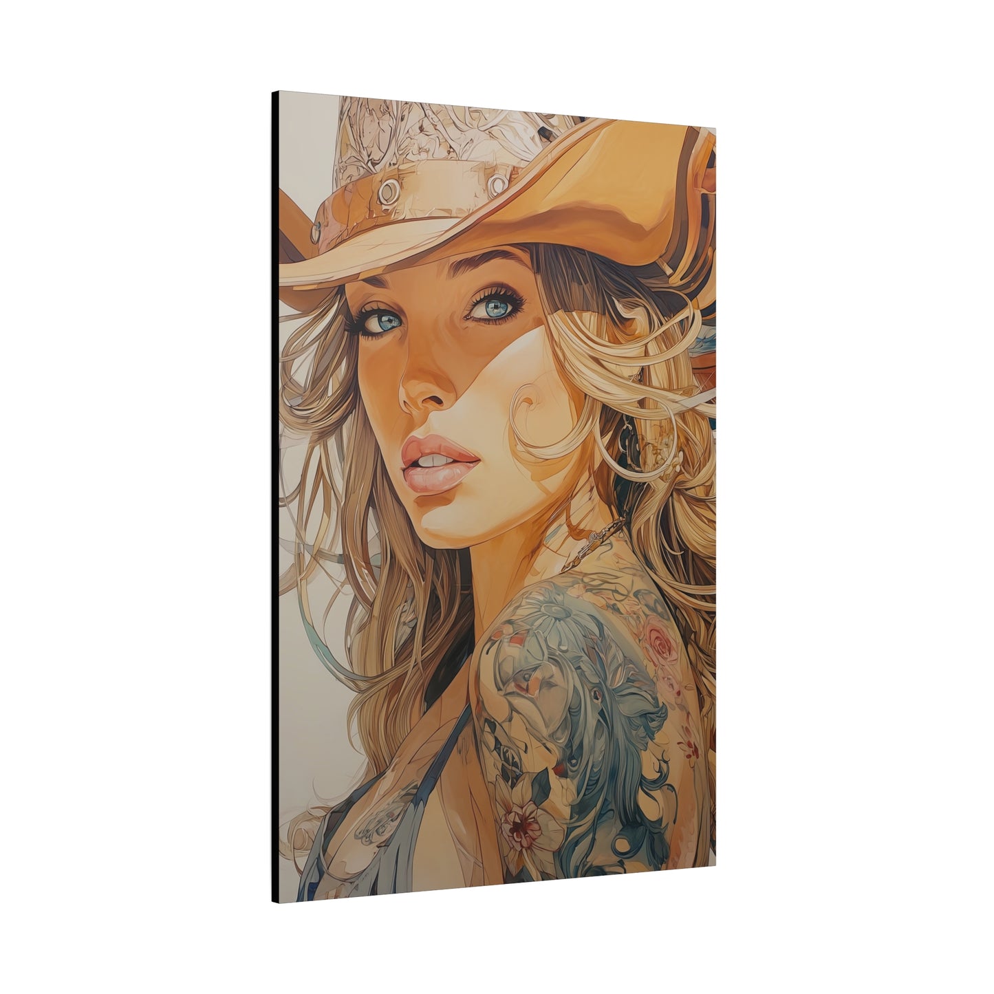 Gallery Wrapped Canvas, Wranglers and Wreckage Art Canvas, Erotic Pinup Art Canvas – Annie
