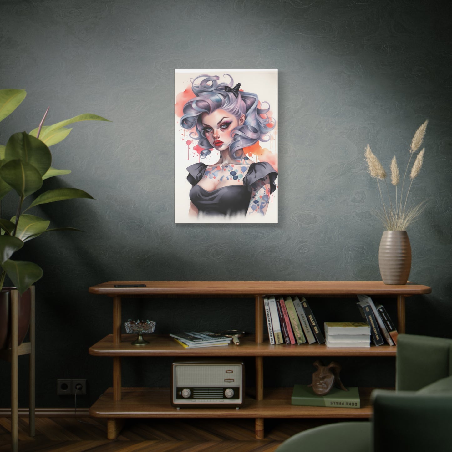 Gallery Wrapped Canvas, Edgy Tattooed Beauty, Urban Pop Art Canvas – Noelle