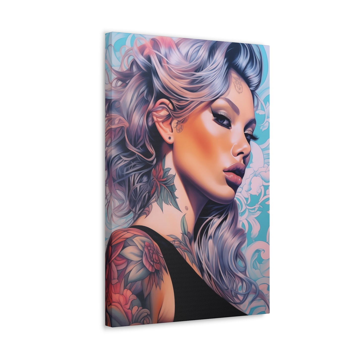 Gallery Wrapped Canvas, Edgy Tattooed Beauty, Urban Pop Art Canvas – Arabella