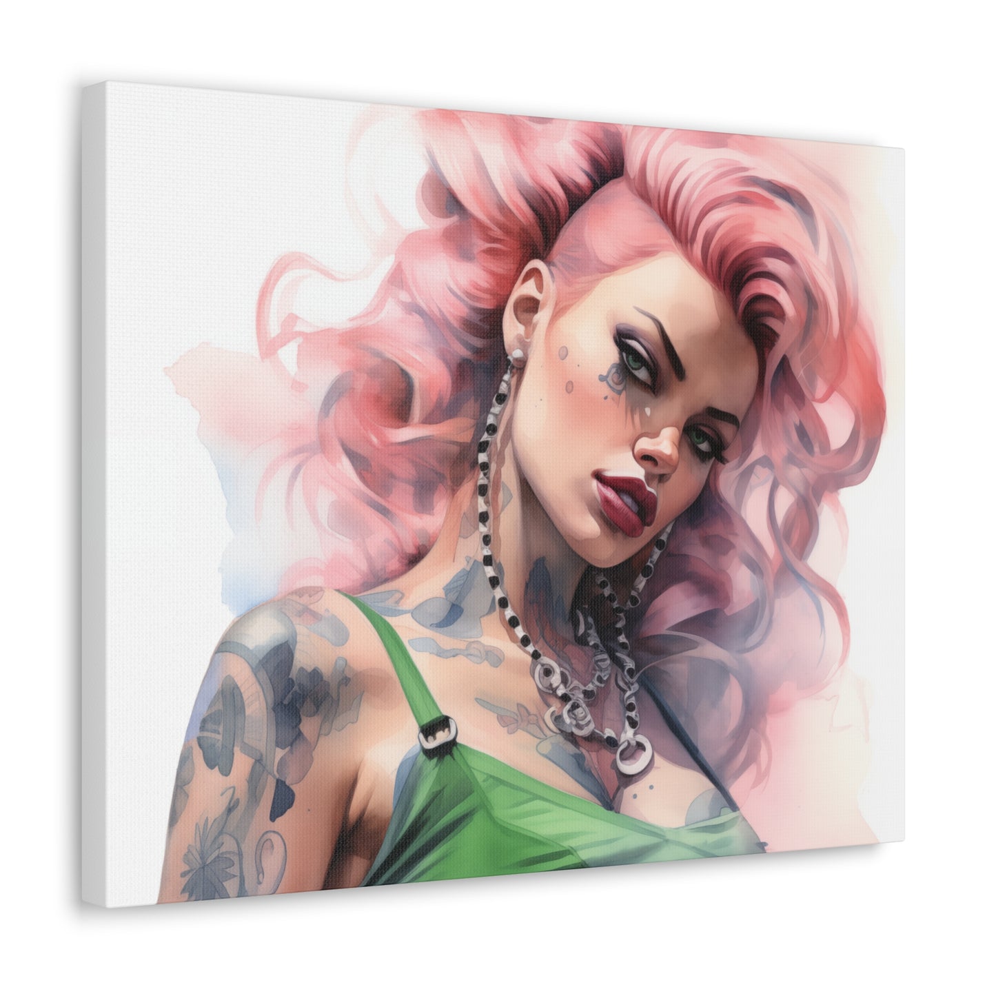 Gallery Wrapped Canvas, Edgy Tattooed Beauty, Urban Pop Art Canvas – Colette
