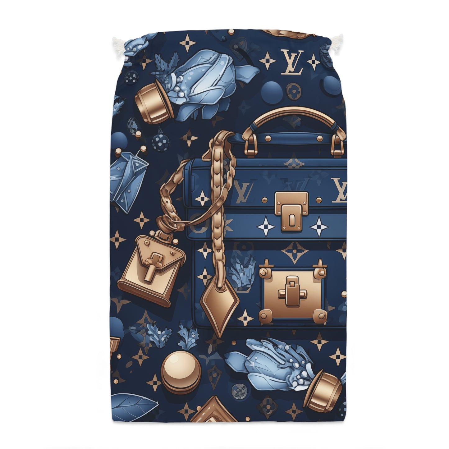 Designer Inspired Gift Sack - LV Blue and Gold