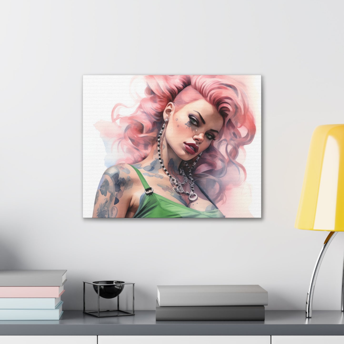 Gallery Wrapped Canvas, Edgy Tattooed Beauty, Urban Pop Art Canvas – Colette