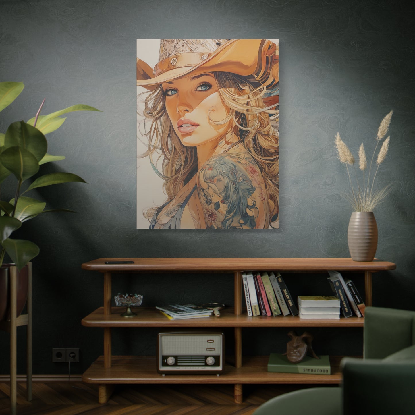 Gallery Wrapped Canvas, Wranglers and Wreckage Art Canvas, Erotic Pinup Art Canvas – Annie