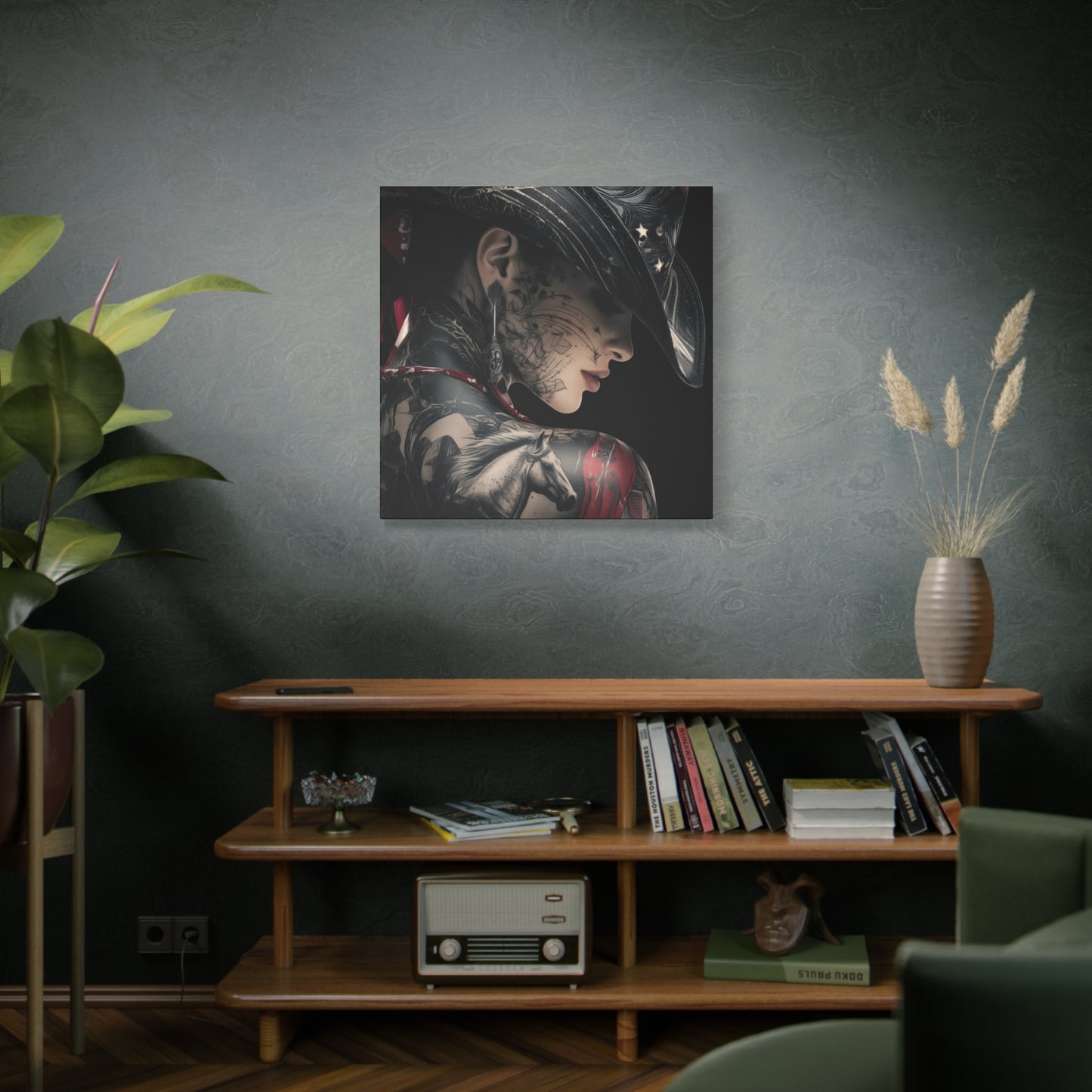 Gallery Wrapped Canvas, Wranglers and Wreckage Art Canvas, Erotic Pinup Art Canvas – Cassie