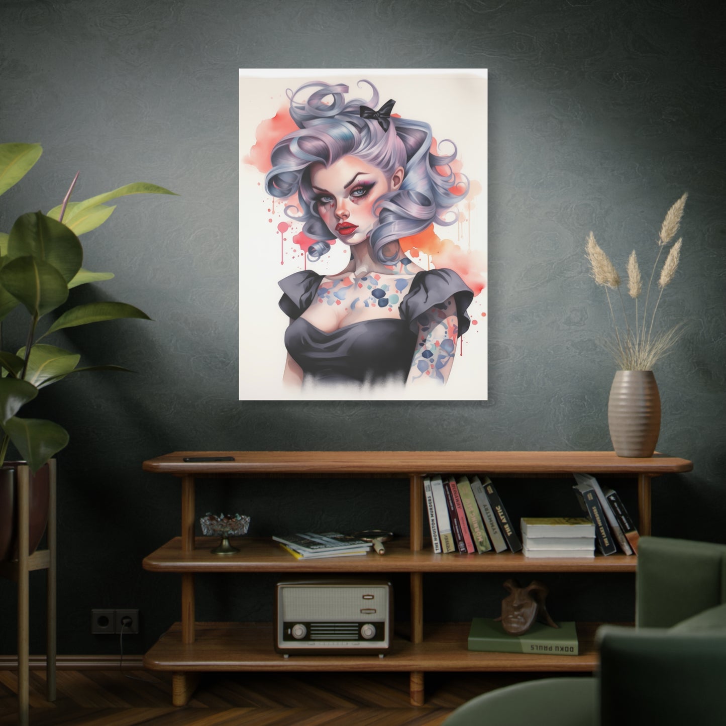Gallery Wrapped Canvas, Edgy Tattooed Beauty, Urban Pop Art Canvas – Noelle