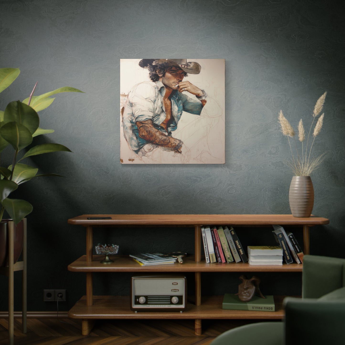 Gallery Wrapped Canvas, Wranglers and Wreckage Art Canvas, Erotic Pinup Art Canvas – Chase