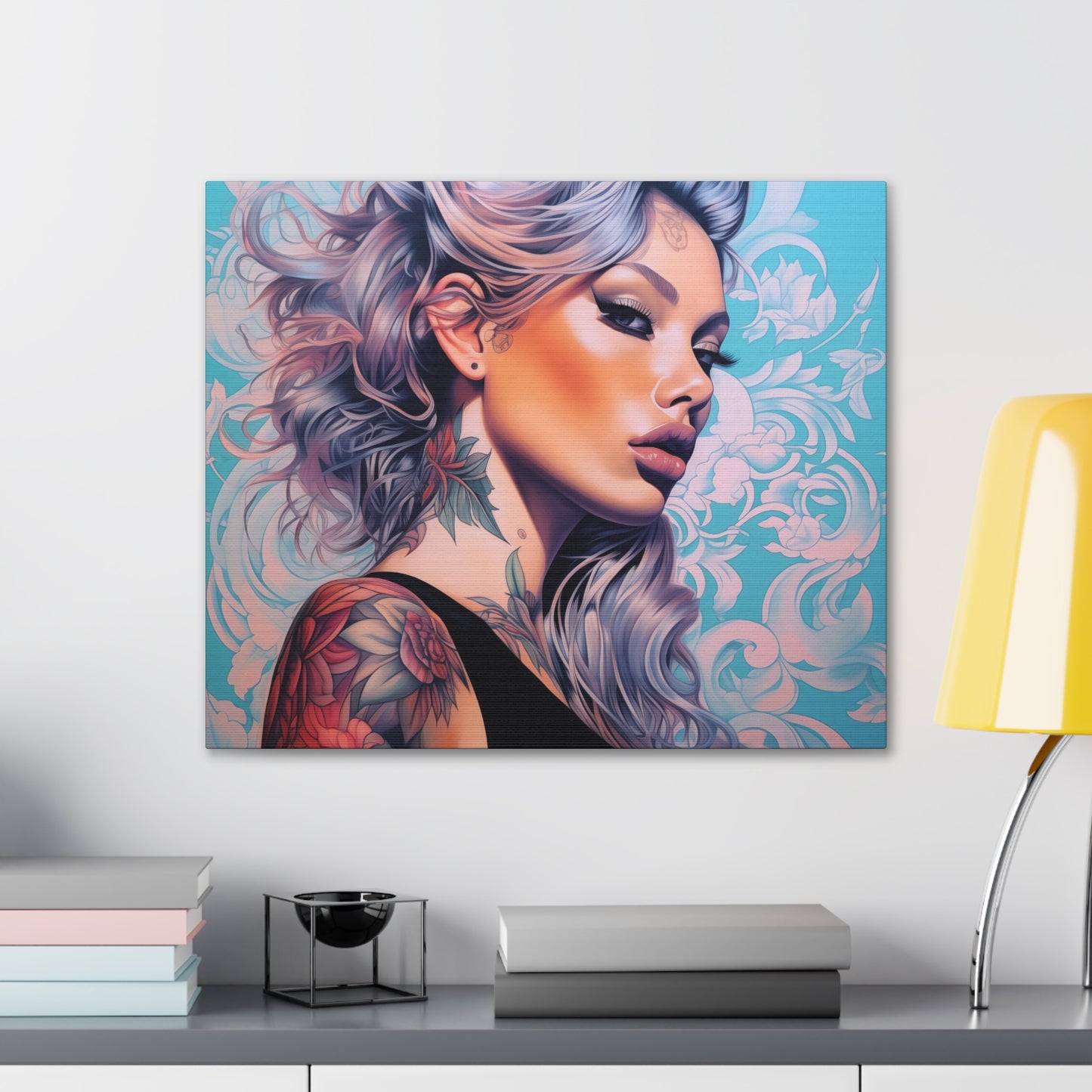 Gallery Wrapped Canvas, Edgy Tattooed Beauty, Urban Pop Art Canvas – Arabella