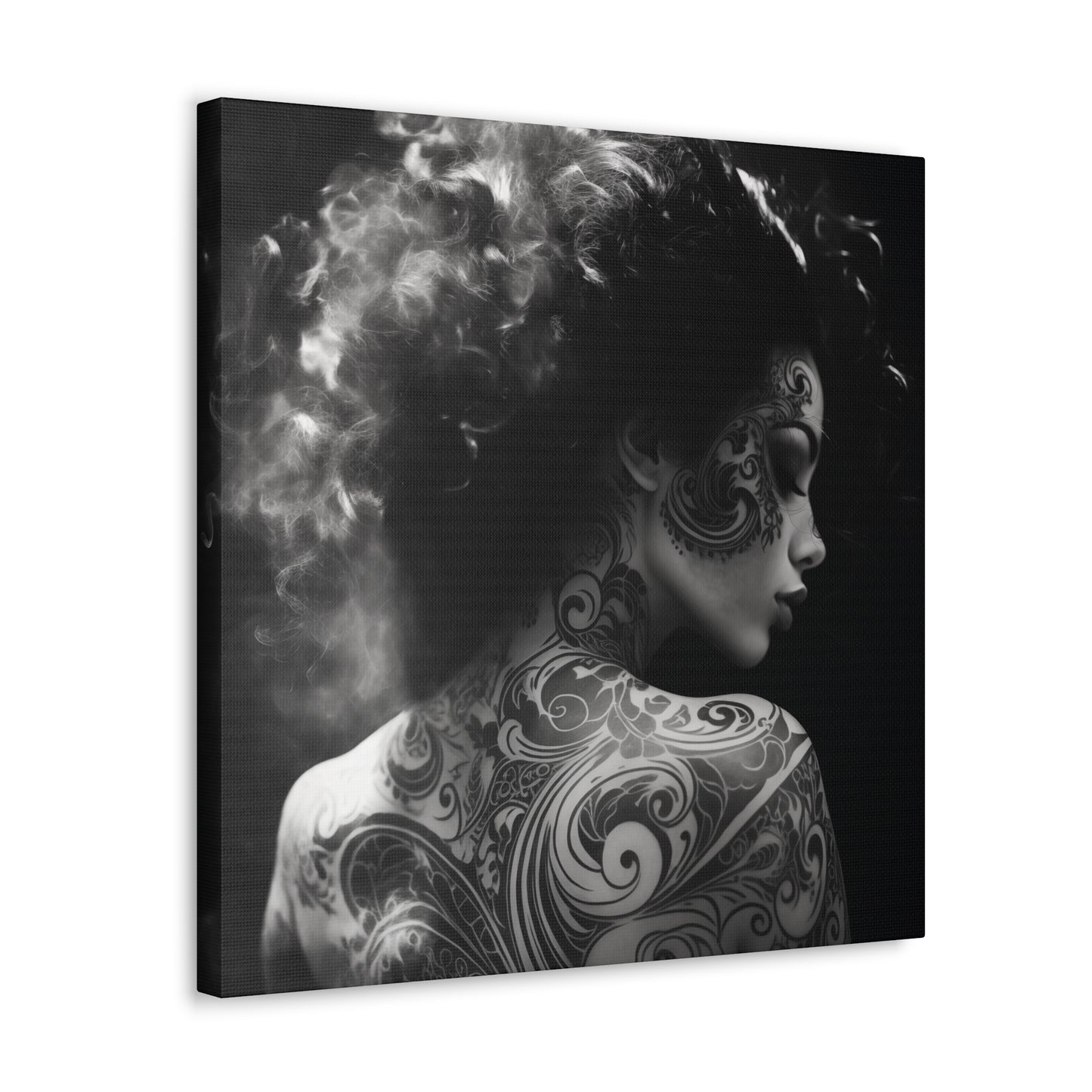Canvas Gallery Wrap - Black and White Photography - Tattooed and Smoking Again