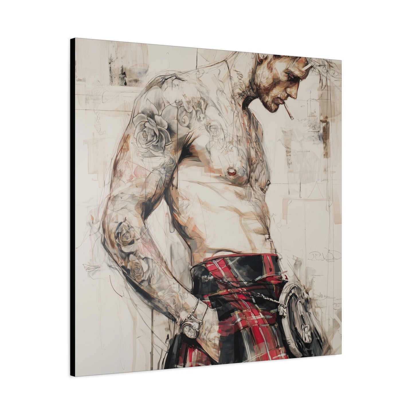 Gallery Wrapped Canvas, Kilts and Carnage Art Canvas, Erotic Pinup Art Canvas – Keir