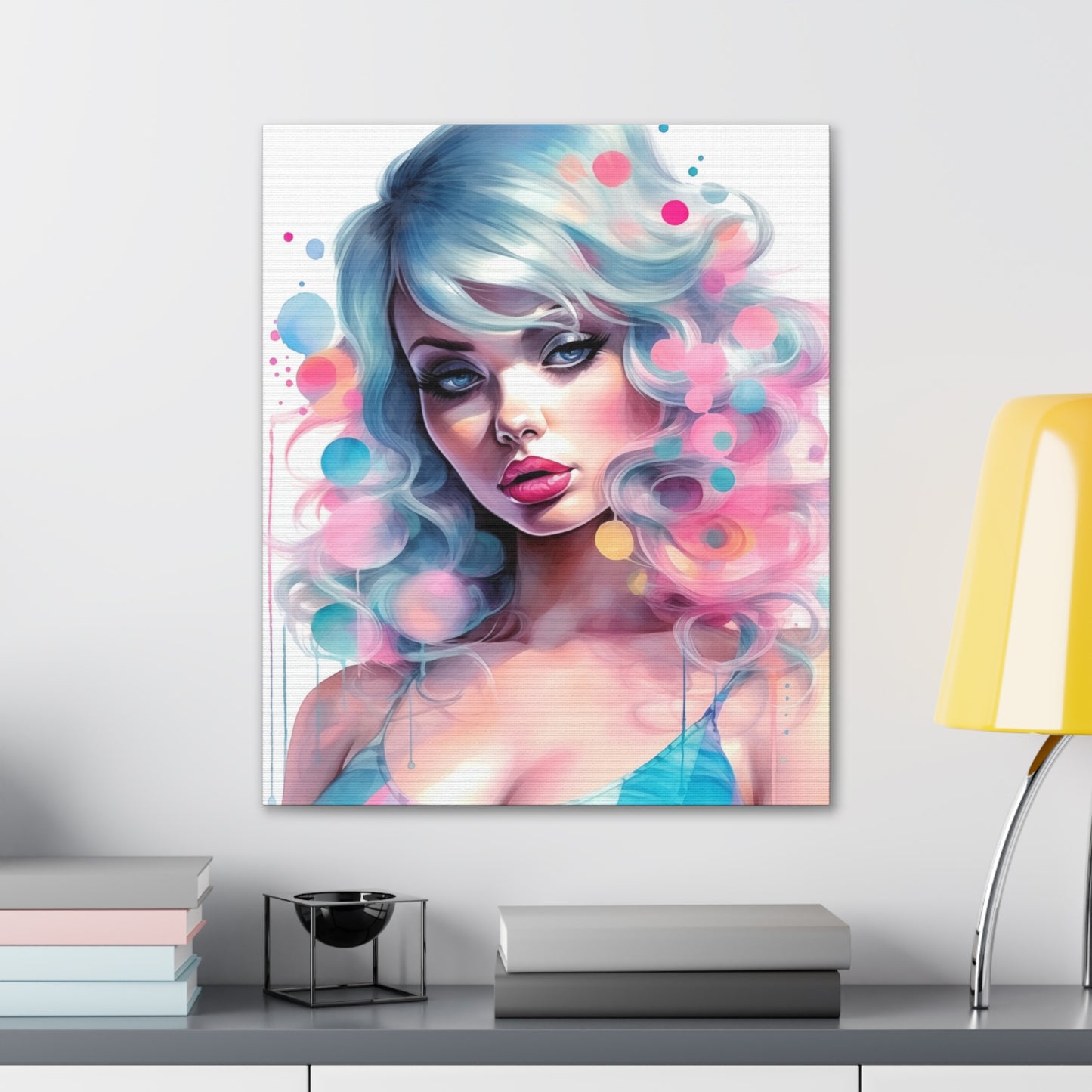 Canvas Gallery Wrapped High-Fashion Wall Art, Stylish Decor, Retro Femme Doll Pop Art – Sylvie