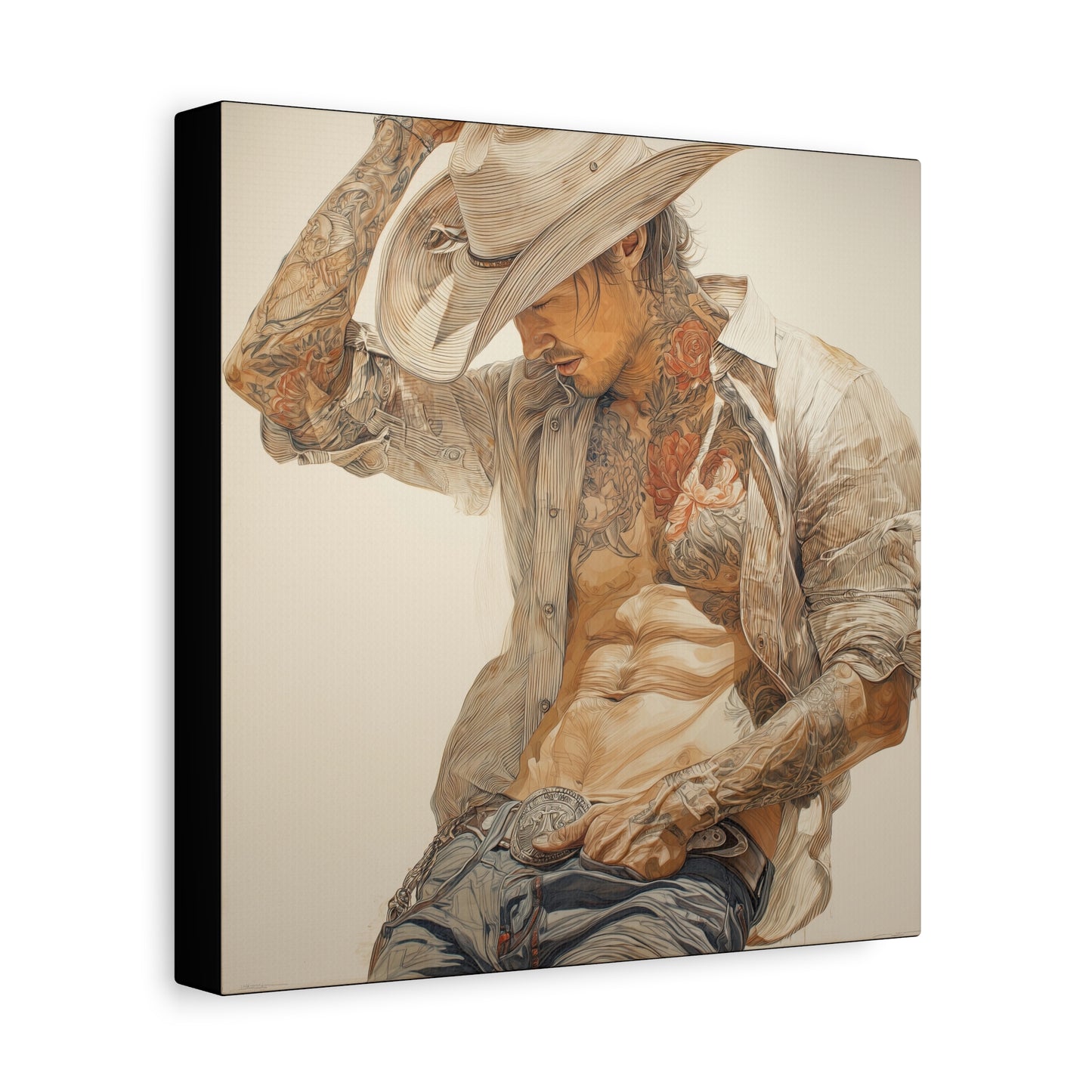 Gallery Wrapped Canvas, Wranglers and Wreckage Art Canvas, Erotic Pinup Art Canvas – Levi