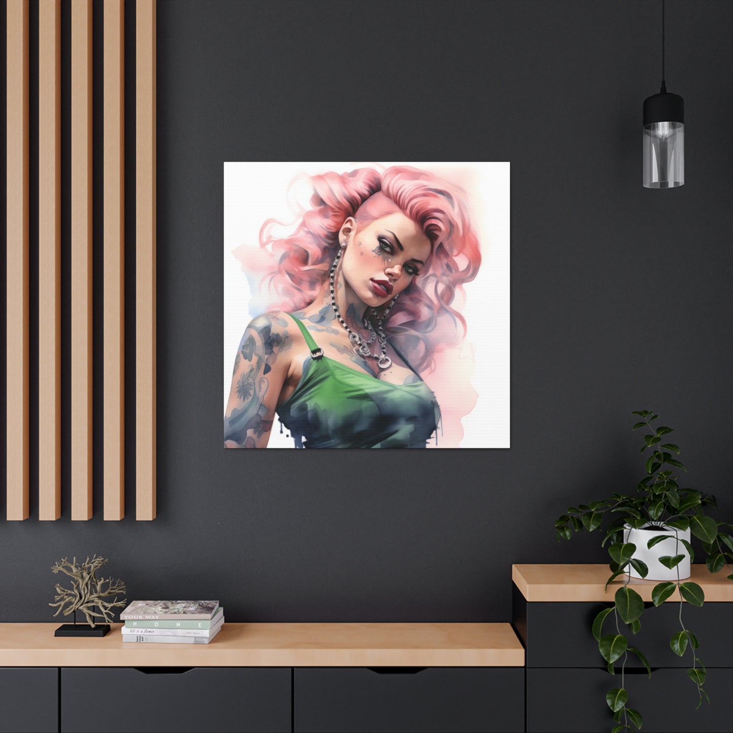 Gallery Wrapped Canvas, Edgy Tattooed Beauty, Urban Pop Art Canvas – Colette