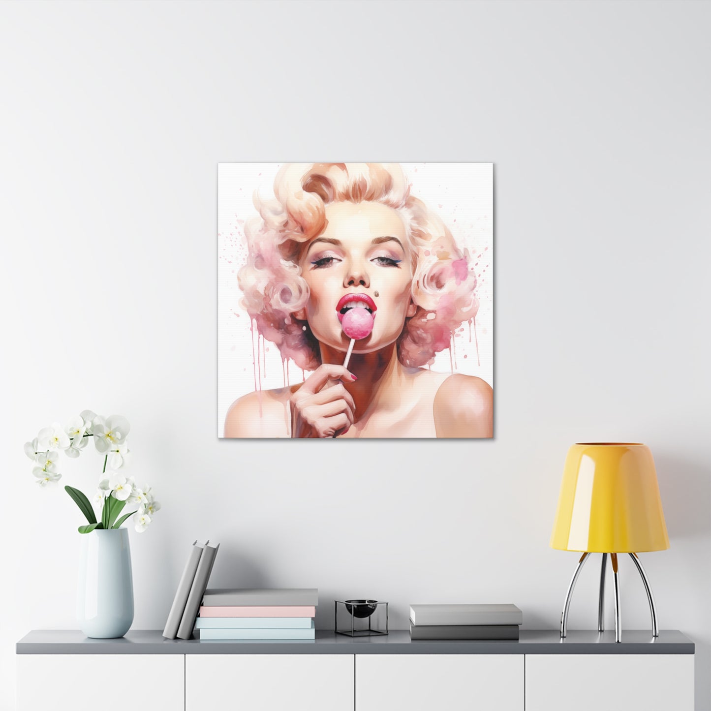 Canvas Wall Art, Gallery Wrapped Pop Art, Celebrity Wall Art – Marilyn Monroe - Lollipop
