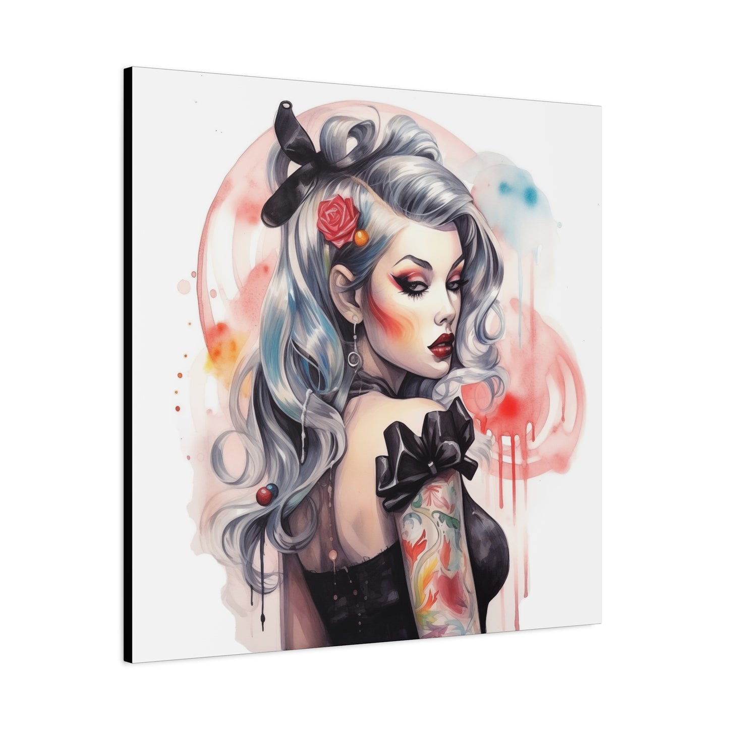Gallery Wrapped Canvas, Edgy Tattooed Beauty, Urban Pop Art Canvas – Sabella