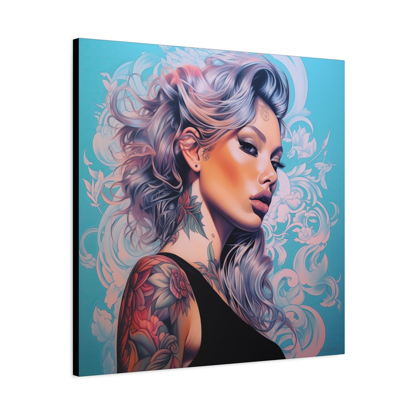 Gallery Wrapped Canvas, Edgy Tattooed Beauty, Urban Pop Art Canvas – Arabella