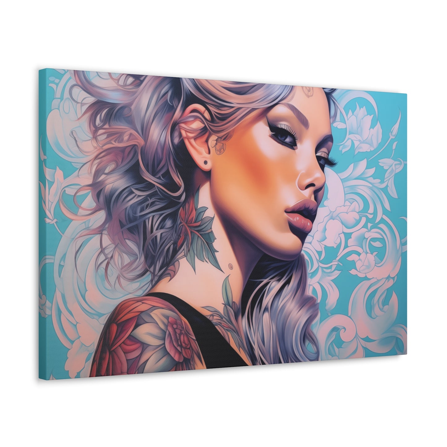 Gallery Wrapped Canvas, Edgy Tattooed Beauty, Urban Pop Art Canvas – Arabella
