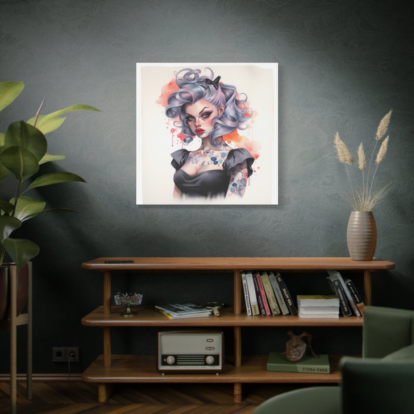 Gallery Wrapped Canvas, Edgy Tattooed Beauty, Urban Pop Art Canvas – Noelle