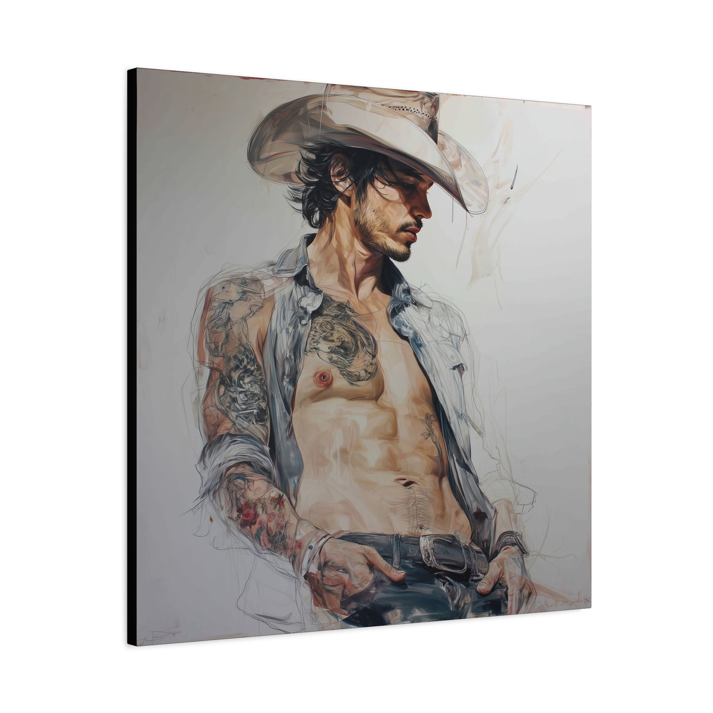 Gallery Wrapped Canvas, Wranglers and Wreckage Art Canvas, Erotic Pinup Art Canvas – Sawyer