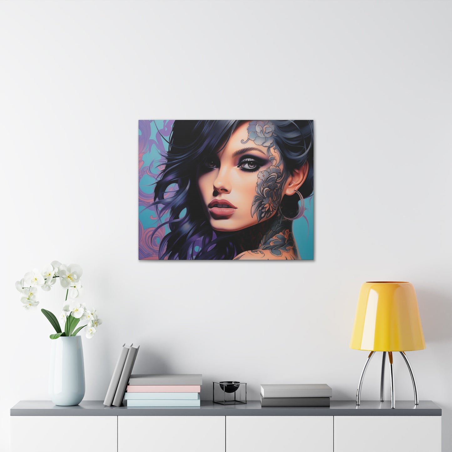 Gallery Wrapped Canvas, Edgy Tattooed Beauty, Urban Pop Art Canvas – Dominique