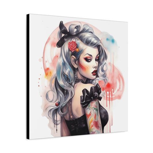 Gallery Wrapped Canvas, Edgy Tattooed Beauty, Urban Pop Art Canvas – Sabella