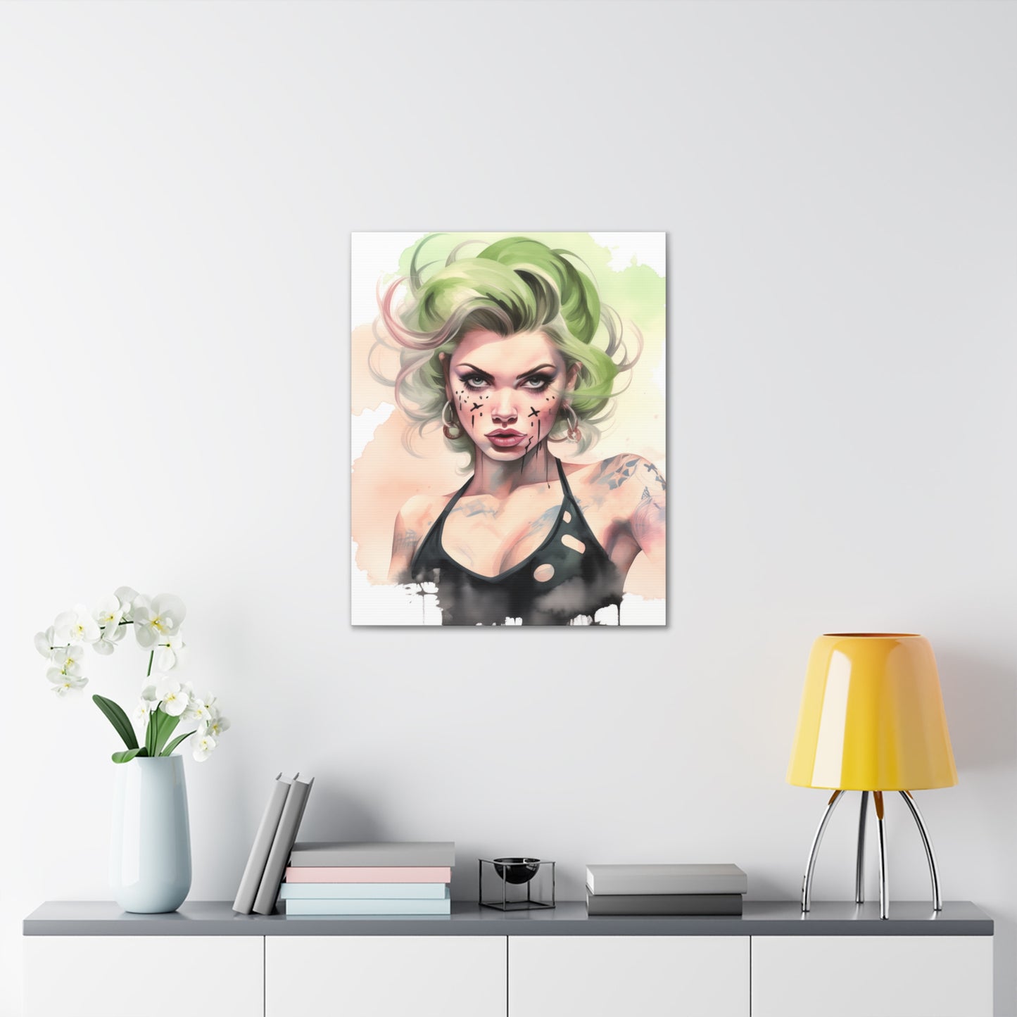 Gallery Wrapped Canvas, Edgy Tattooed Beauty, Urban Pop Art Canvas – Ivy