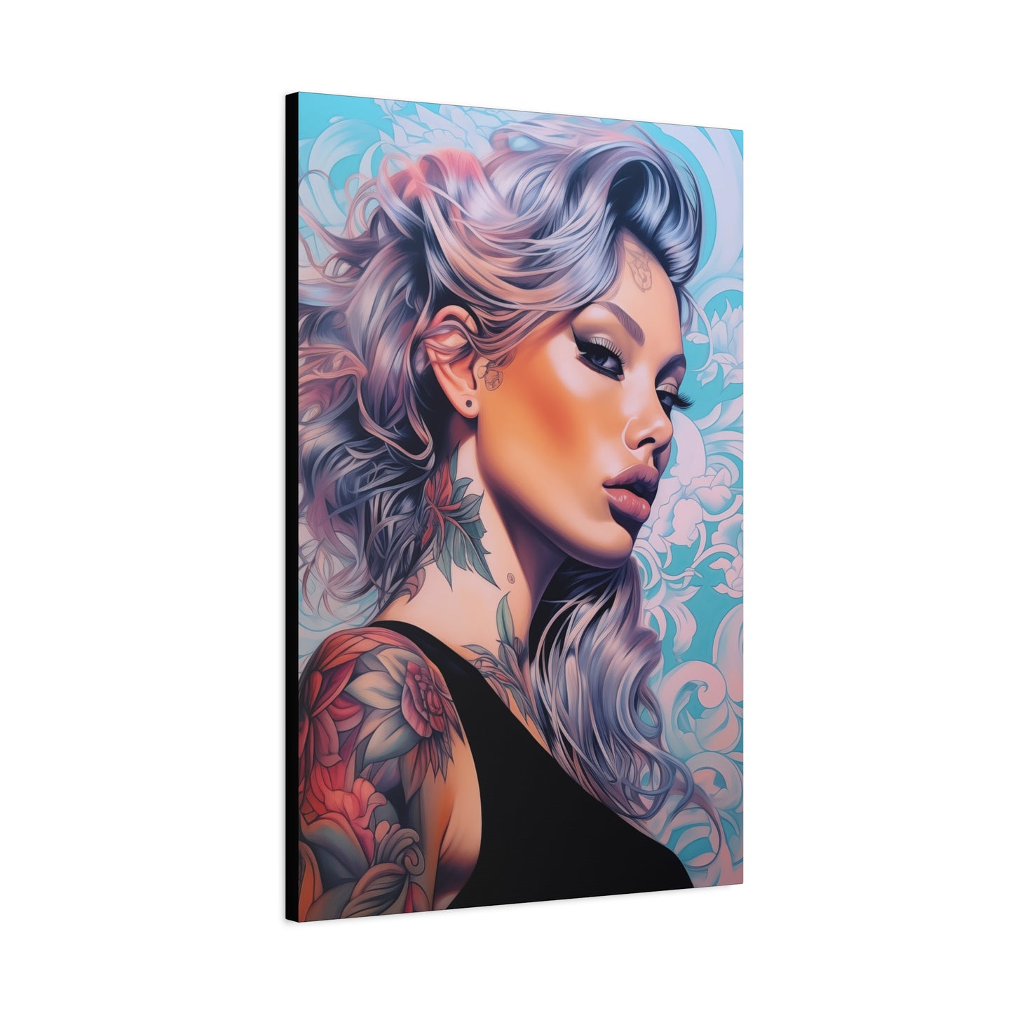 Gallery Wrapped Canvas, Edgy Tattooed Beauty, Urban Pop Art Canvas – Arabella