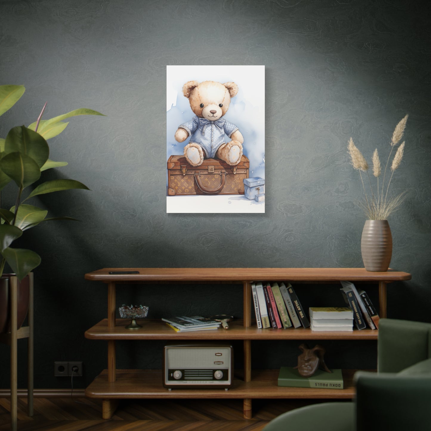 Canvas Gallery Wrap - Designer Trunk Bear Wall Art - Blu