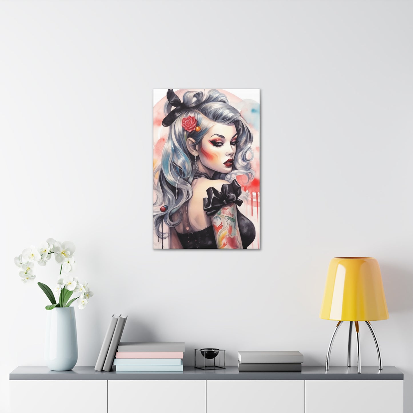Gallery Wrapped Canvas, Edgy Tattooed Beauty, Urban Pop Art Canvas – Sabella