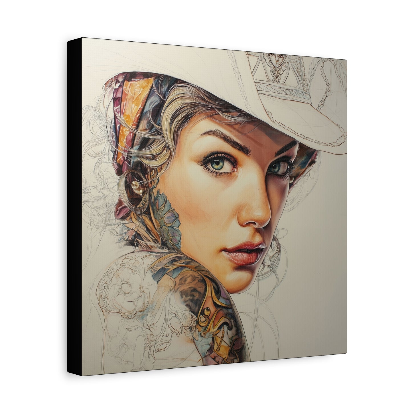 Gallery Wrapped Canvas, Wranglers and Wreckage Art Canvas, Erotic Pinup Art Canvas – Shiloh