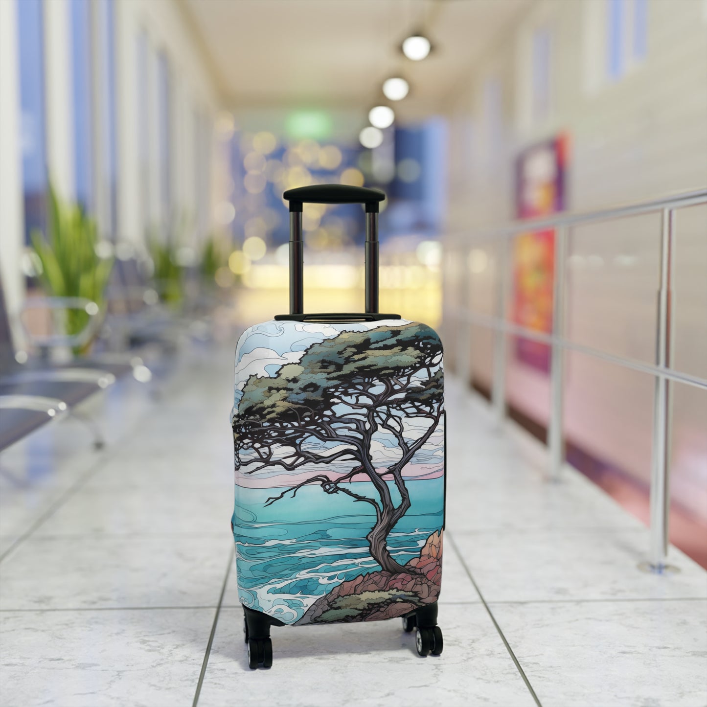 Travel Inspired Luggage Cover - Carmel by the Sea - Cypress Tree