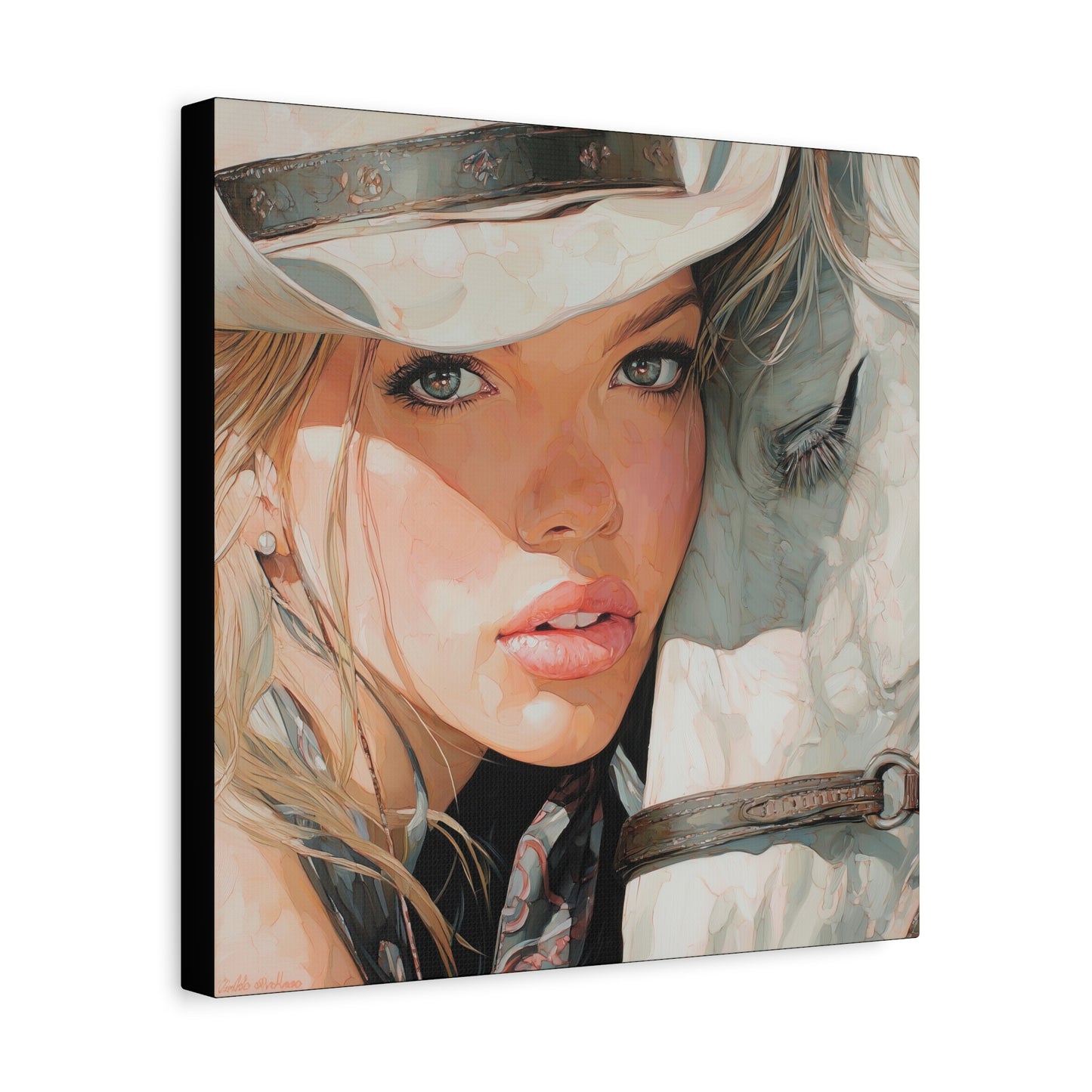 Gallery Wrapped Canvas, Wranglers and Wreckage Art Canvas, Erotic Pinup Art Canvas – Jolene