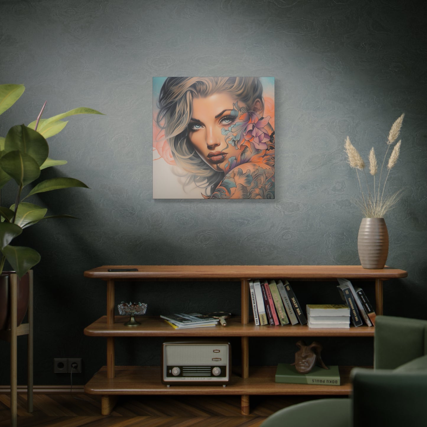 Gallery Wrapped Canvas, Edgy Tattooed Beauty, Urban Pop Art Canvas – Bella