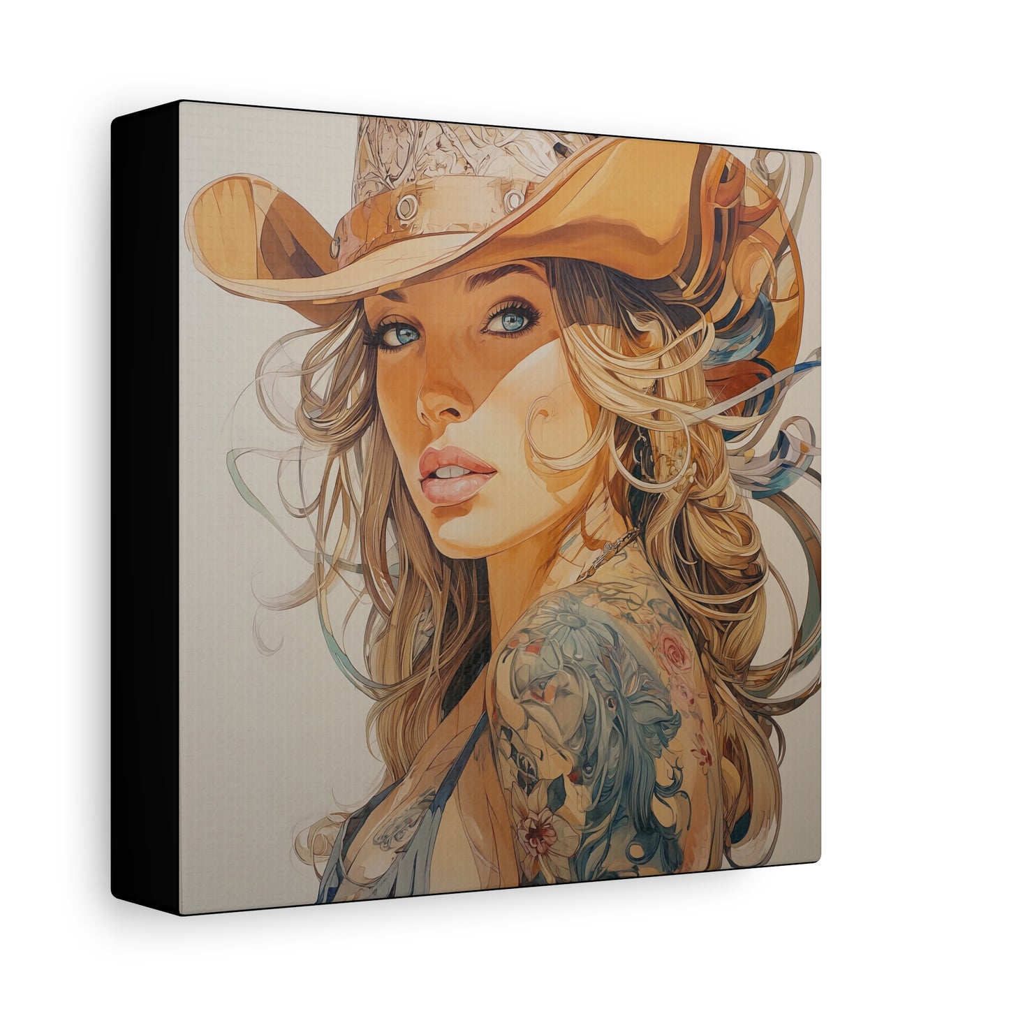 Gallery Wrapped Canvas, Wranglers and Wreckage Art Canvas, Erotic Pinup Art Canvas – Annie